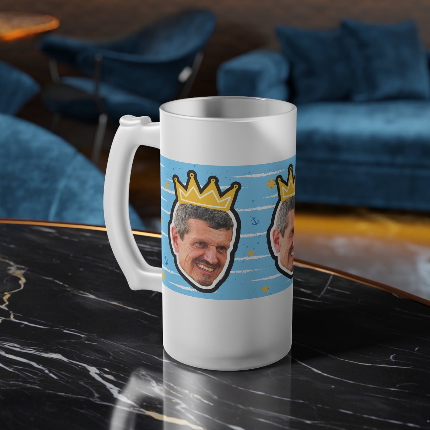 Cheers to Guenther Steiner | F1 Haas King | Frosted Glass Beer Mug