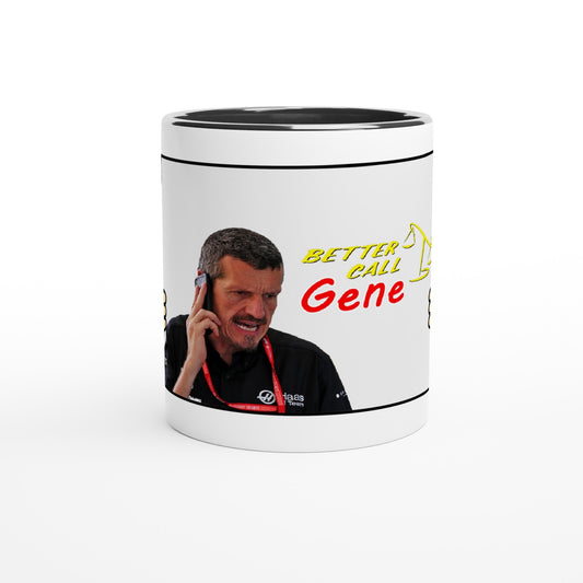 F1 Guenther Steiner 'Better Call Gene'! | Haas F1 | UK | White 11oz Ceramic Mug with Colour Inside